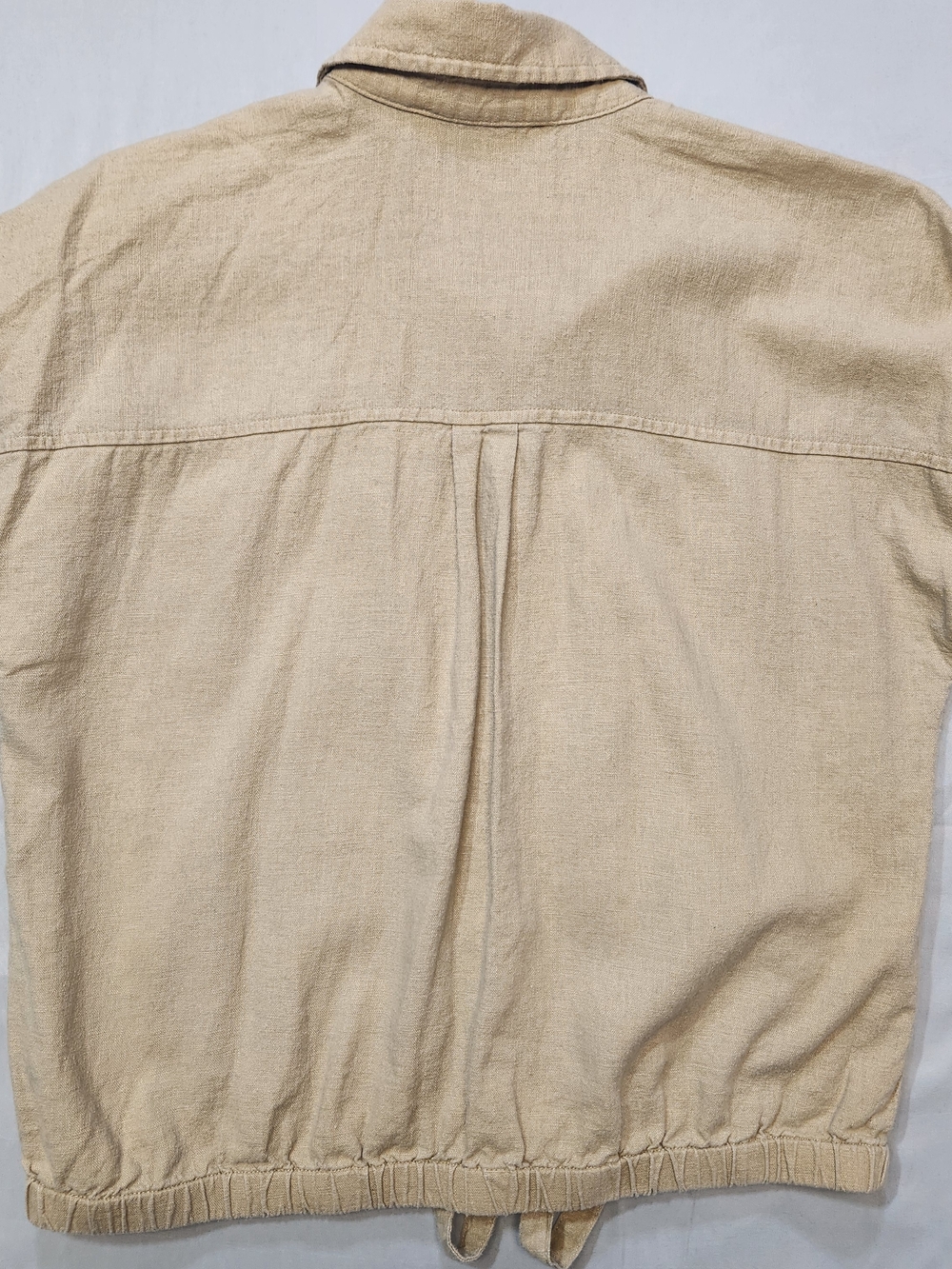 MICHAEL KORS Blouse size Small S Khaki Button Up Tie at Waist Gold Buttons - Picture 6 of 6
